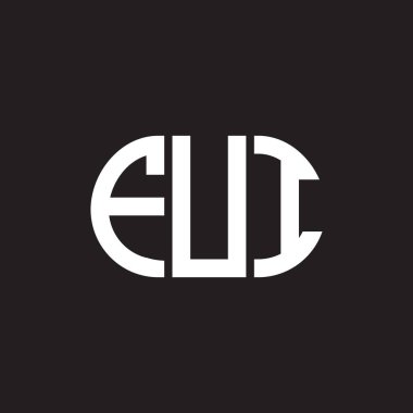 Siyah arka planda FUI harf logosu tasarımı. FUI yaratıcı harflerin baş harfleri logo kavramı. FUI harf tasarımı.