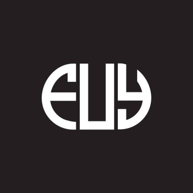 Siyah arka planda FUY harf logosu tasarımı. FUY yaratıcı harfler logosu konsepti. FUY harf tasarımı.