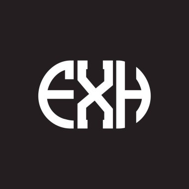Siyah arkaplanda FXH harf logosu tasarımı. FXH yaratıcı harflerin baş harfleri logo kavramı. FXH harf tasarımı.