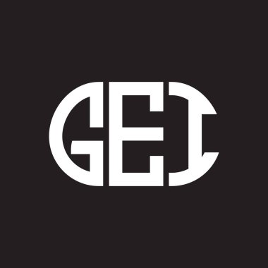 Siyah arka planda GEI harf logosu tasarımı. GEI yaratıcı harfler logosu konsepti. GEI harf tasarımı.