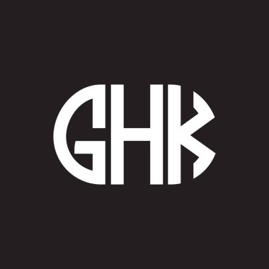 Siyah arka planda GHK harf logosu tasarımı. GHK yaratıcı harflerin baş harfleri logo kavramı. GHK harf tasarımı.