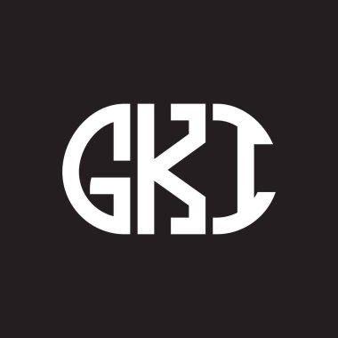 Siyah arka planda GKI harf logosu tasarımı. GKI yaratıcı harflerin baş harfleri logo kavramı. GKI harf tasarımı.