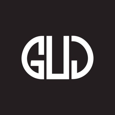 Siyah arkaplanda PrintGUJ harf logosu tasarımı. GUJ yaratıcı harflerin baş harfleri logo kavramı. GUJ harf tasarımı.
