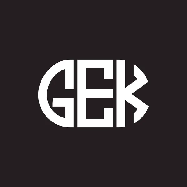Projekt Logo Litery Gek Czarnym Tle Kreatywne Inicjały Gek Koncepcja — Wektor stockowy
