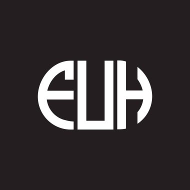 Siyah arka planda FUH harf logosu tasarımı. FUH yaratıcı harfler logosu konsepti. FUH harf tasarımı.