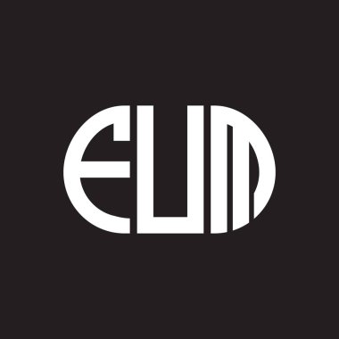 Siyah arka planda FUM harf logosu tasarımı. FUM yaratıcı harflerin baş harfleri logo kavramı. FUM harf tasarımı.