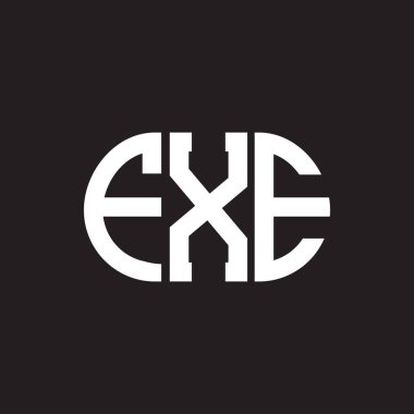 Siyah arkaplanda FXE harf logosu tasarımı. FXE yaratıcı harflerin baş harfleri logo kavramı. FXE harf tasarımı.