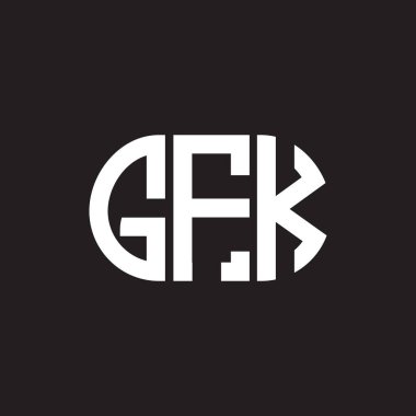 Siyah arka planda GFK harf logosu tasarımı. GFK yaratıcı harflerin baş harfleri logo kavramı. GFK harf tasarımı.