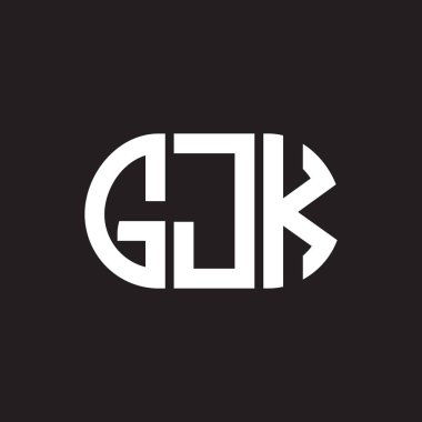 Siyah arka planda GJK harf logosu tasarımı. GJK yaratıcı harflerin baş harfleri logo kavramı. GJK harf tasarımı.