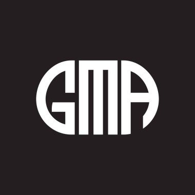 Siyah arka planda GMA harf logosu tasarımı. GMA yaratıcı harflerin baş harfleri logo kavramı. GMA harf tasarımı.