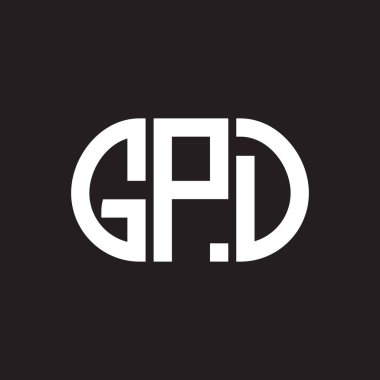GPD 'nin siyah arkaplan üzerine logo tasarımı. GPD yaratıcı harflerin baş harfleri logo konsepti. GPD harf tasarımı.