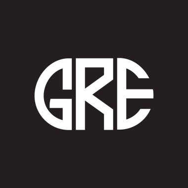 Siyah arka planda GRE harf logosu tasarımı. GRE yaratıcı harflerin baş harfleri logo kavramı. GRE harf tasarımı.