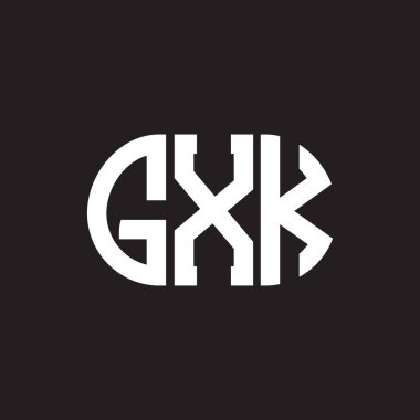 Siyah arkaplanda GXK harf logosu tasarımı. GXK yaratıcı harflerin baş harfleri logo kavramı. GXK harf tasarımı.
