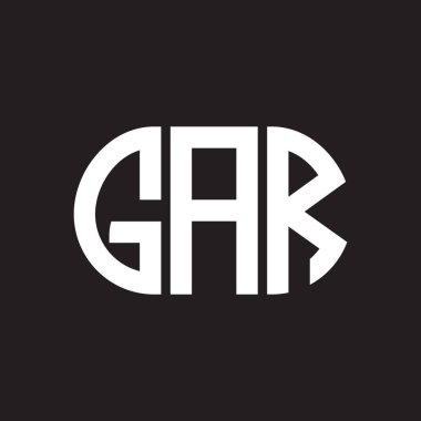 Siyah arka planda GAR harf logosu tasarımı. GAR yaratıcı harfler logosu konsepti. GAR harf tasarımı.