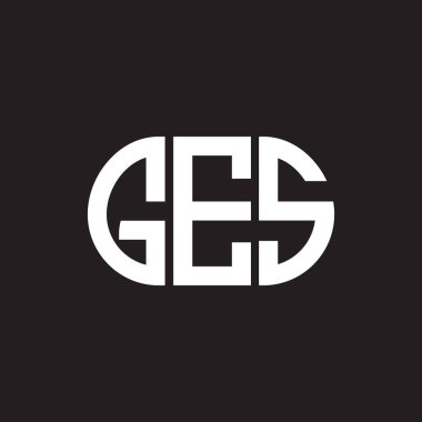 Siyah arka planda GES harf logosu tasarımı. GES yaratıcı harfler logosu konsepti. GES harf tasarımı.