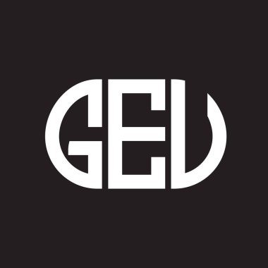 Siyah arka planda GEU harfi logo tasarımı. GEU yaratıcı harflerin baş harfleri logo kavramı. GEU harf tasarımı.