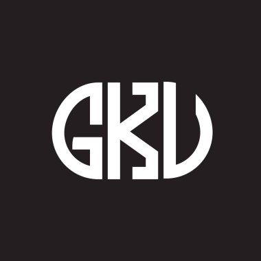 Siyah arka planda GKU harf logosu tasarımı. GKU yaratıcı harflerin baş harfleri logo kavramı. GKU harf tasarımı.