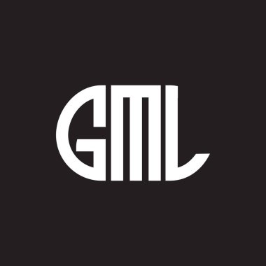 Siyah arkaplanda GML harf logosu tasarımı. GML yaratıcı harflerin baş harfleri logo kavramı. GML harf tasarımı.