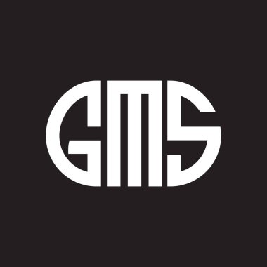 Siyah arka planda GMS harfi logo tasarımı. GMS yaratıcı harflerin baş harfleri logo kavramı. GMS harf tasarımı.