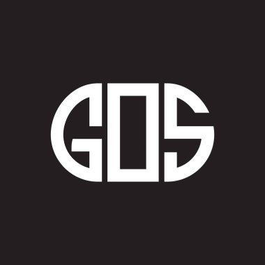 Siyah arka planda GOS harfi logo tasarımı. GOS yaratıcı harf logosu konsepti. GOS harf tasarımı.