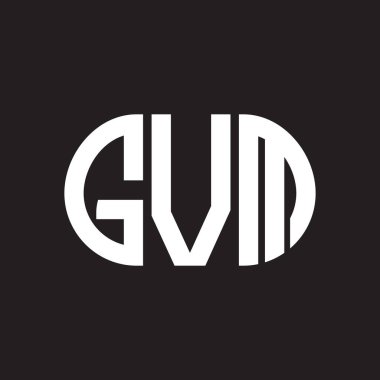 Siyah arka planda GVM harf logosu tasarımı. GVM yaratıcı harflerin baş harfleri logo kavramı. GVM harf tasarımı.