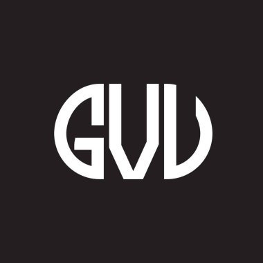 Siyah arka planda GVU harf logosu tasarımı. GVU yaratıcı harf logosu konsepti. GVU harf tasarımı.