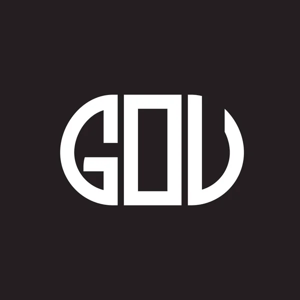 Gov Γράμμα Σχέδιο Λογότυπο Μαύρο Φόντο Gov Δημιουργική Αρχικά Γράμμα — Διανυσματικό Αρχείο