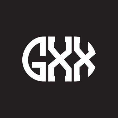 Siyah arkaplanda GXX harf logosu tasarımı. GXX yaratıcı harflerin baş harfleri logo kavramı. GXX harf tasarımı.