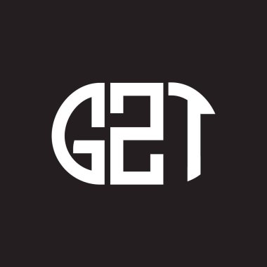 Siyah arka planda GZT harf logosu tasarımı. GZT yaratıcı harflerin baş harfleri logo kavramı. GZT harf tasarımı.