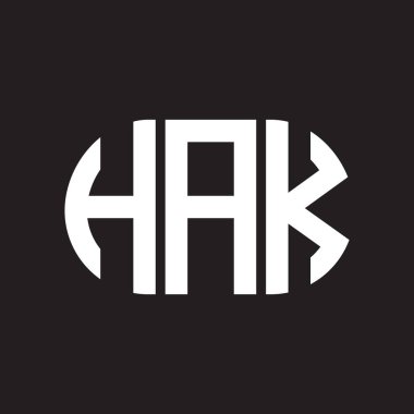 Siyah arka planda HAK harf logosu tasarımı. HAK yaratıcı harflerin baş harfleri logo kavramı. HAK harf tasarımı.