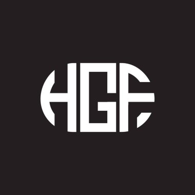 Siyah arka planda HGF harf logosu tasarımı. HGF yaratıcı harflerin baş harfleri logo kavramı. HGF harf tasarımı.
