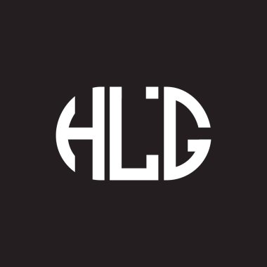 Siyah arka planda HLG harf logosu tasarımı. HLG yaratıcı harflerin baş harfleri logo kavramı. HLG harf tasarımı.