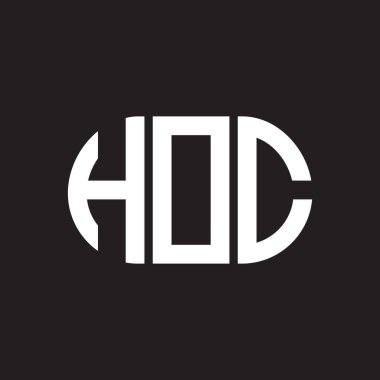 Siyah arka planda HOC harf logosu tasarımı. HOC yaratıcı harflerin baş harfleri logo kavramı. HOC harf tasarımı.