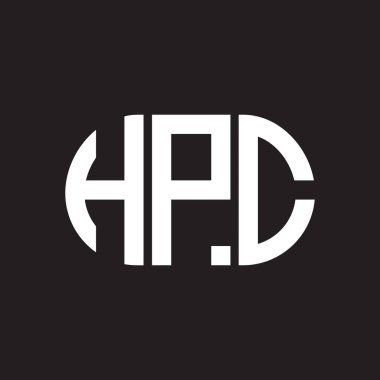 Siyah arka planda HPC harf logosu tasarımı. HPC yaratıcı harflerin baş harfleri logo kavramı. HPC harf tasarımı.