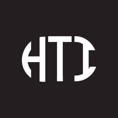Siyah arka planda HTI harf logosu tasarımı. HTI yaratıcı harf logosu konsepti. HTI harf tasarımı.