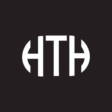 Siyah arkaplanda HTH harfli logo tasarımı. Yaratıcı harflerin baş harfleri logo konsepti. HTH harf tasarımı.