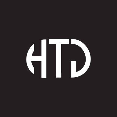 Siyah arka planda HTJ harf logosu tasarımı. HTJ yaratıcı harflerin baş harfleri logo kavramı. HTJ harf tasarımı.