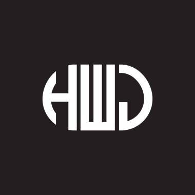 Siyah arka planda HWJ harf logosu tasarımı. HWJ yaratıcı harflerin baş harfleri logo kavramı. HWJ harf tasarımı.