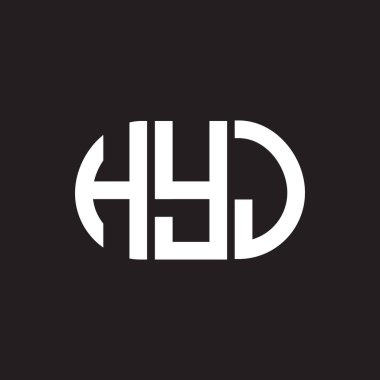 Siyah arka planda HYJ harf logosu tasarımı. HYJ yaratıcı harflerin baş harfleri logo kavramı. HYJ harf tasarımı.