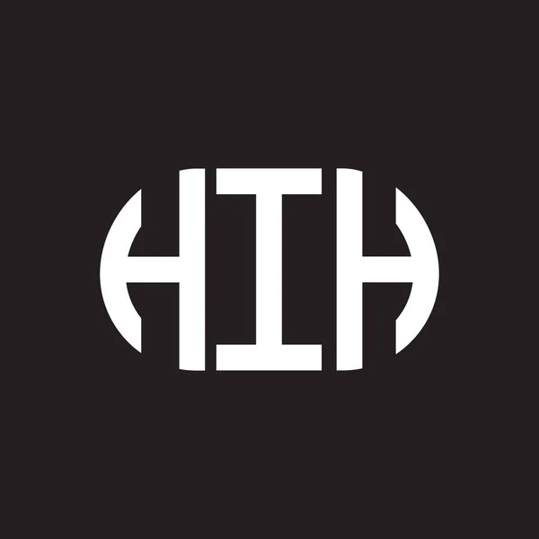 Diseño Del Logotipo Letra Hih Sobre Fondo Negro Hih Iniciales — Archivo Imágenes Vectoriales