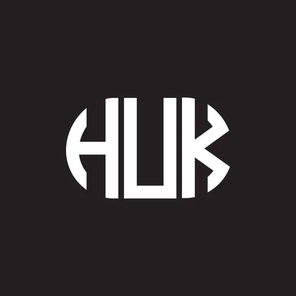 Huk Letter Logo Ontwerp Zwarte Achtergrond Huk Creatieve Initialen Letter — Stockvector