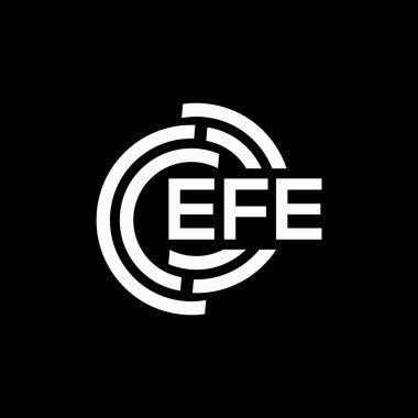 Siyah arka planda EFE harf logosu tasarımı. EFE yaratıcı harflerin baş harfleri logo kavramı. EFE harf tasarımı.