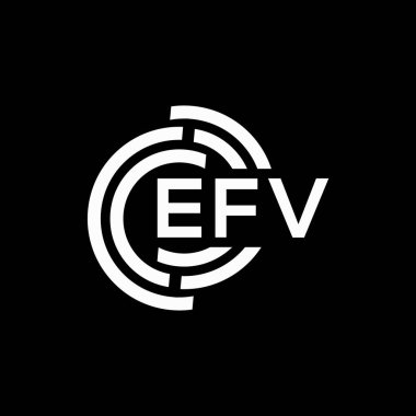 Siyah arka planda EFV harf logosu tasarımı. EFV yaratıcı harflerin baş harfleri logo kavramı. EFV harf tasarımı.