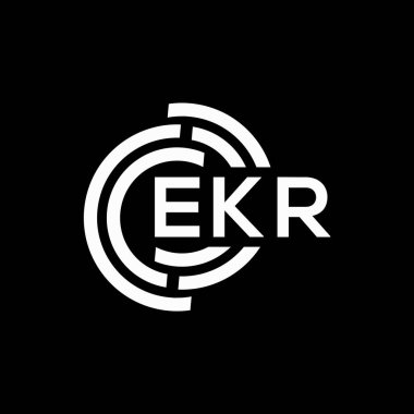 Siyah arka planda EKR harf logosu tasarımı. EKR yaratıcı harflerin baş harfleri logo kavramı. EKR harf tasarımı.