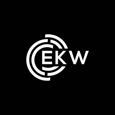 Siyah arka planda EKW harf logosu tasarımı. EKW yaratıcı harflerin baş harfleri logo kavramı. EKW harf tasarımı.