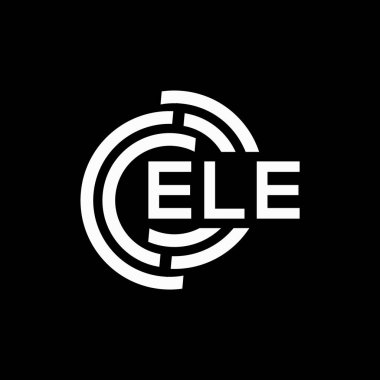 Siyah arka planda ELE harf logosu tasarımı. ELE yaratıcı harflerin baş harfleri logo kavramı. ELE harf tasarımı.