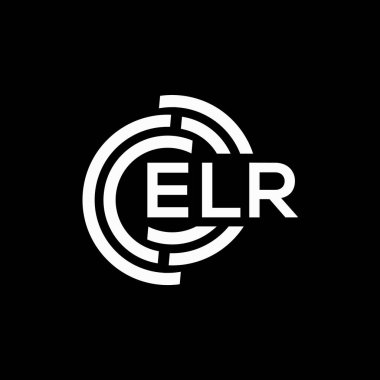 Siyah arka planda ELR harf logosu tasarımı. ELR yaratıcı harflerin baş harfleri logo kavramı. ELR harf tasarımı.