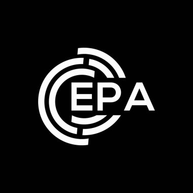 Siyah arka planda EPA harf logosu tasarımı. EPA yaratıcı harflerin baş harfleri logo konsepti. EPA harf tasarımı.