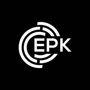 Siyah arkaplanda EPK harf logosu tasarımı. EPK yaratıcı harflerin baş harfleri logo kavramı. EPK harf tasarımı.