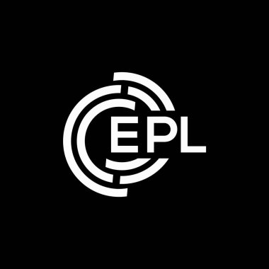 Siyah arkaplanda EPL harf logosu tasarımı. EPL yaratıcı harflerin baş harfleri logo kavramı. EPL harf tasarımı.